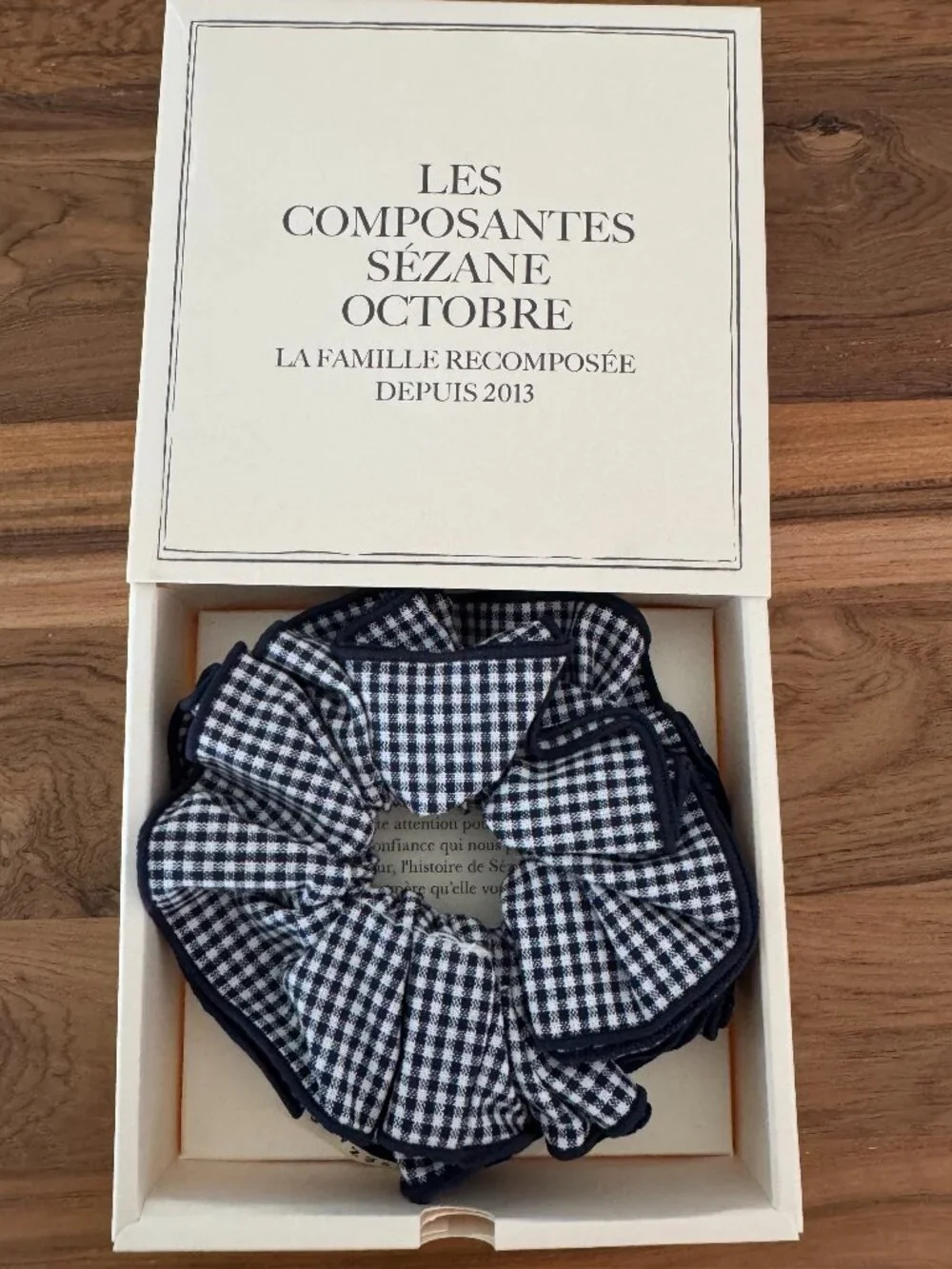 Sezane Navy Gingham Scrunchie - NWT - Picture 1 of 2